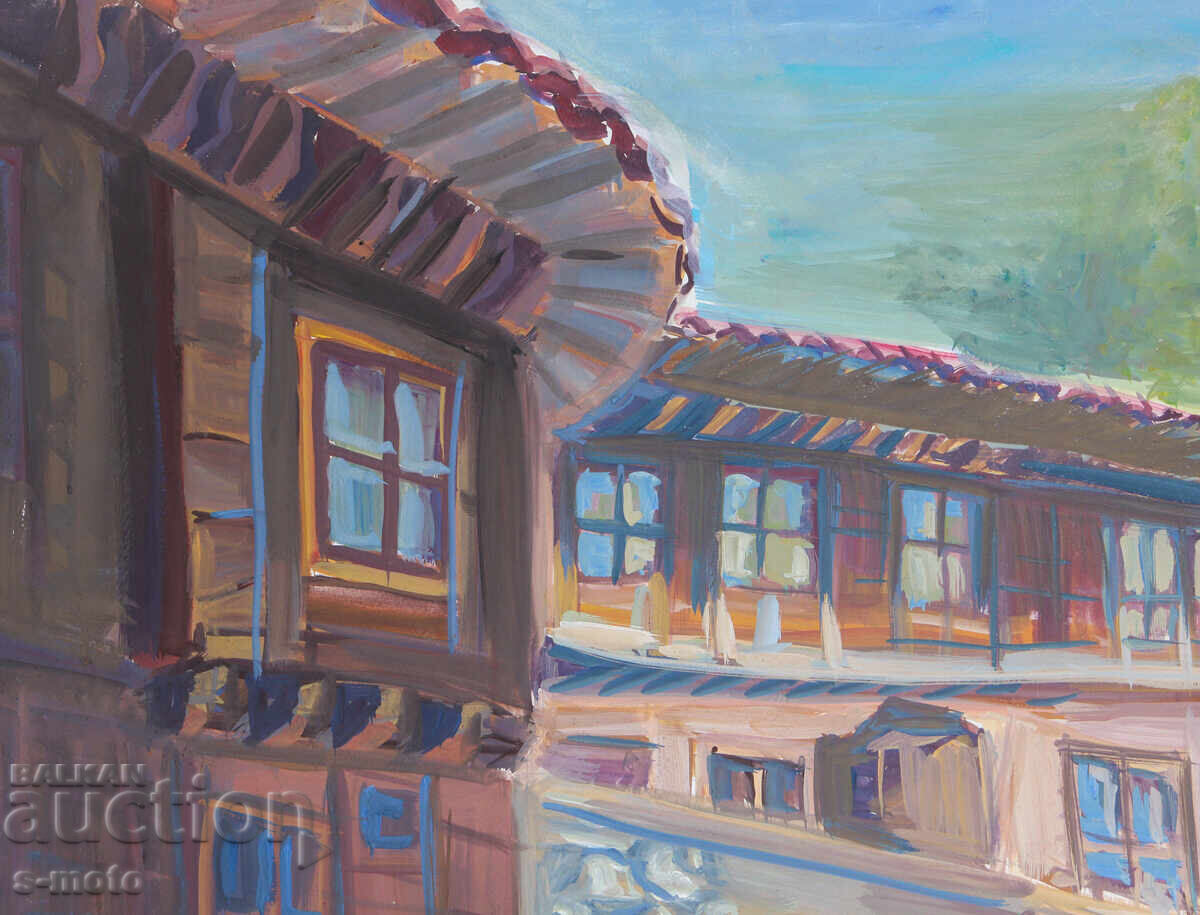 Картина темперни бои селски пейзаж - 5