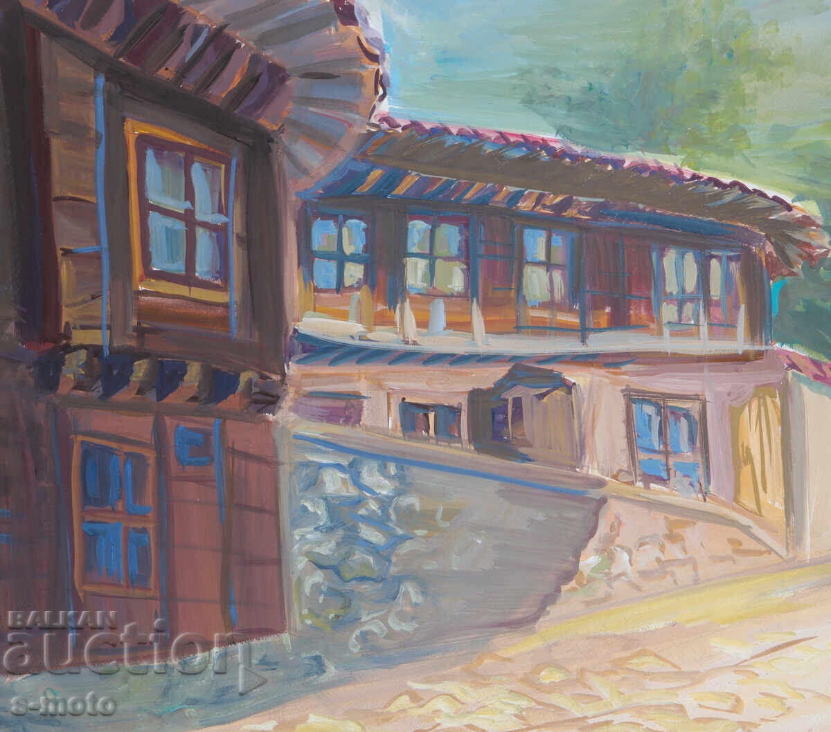 Картина темперни бои селски пейзаж - 6