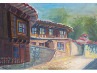 Картина темперни бои селски пейзаж