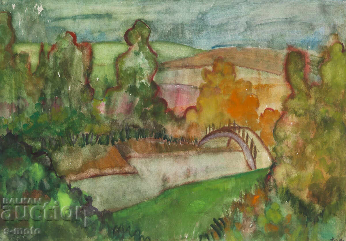 Πίνακας ακουαρέλας τοπίο της Τσβετάνκα Ντασίνα