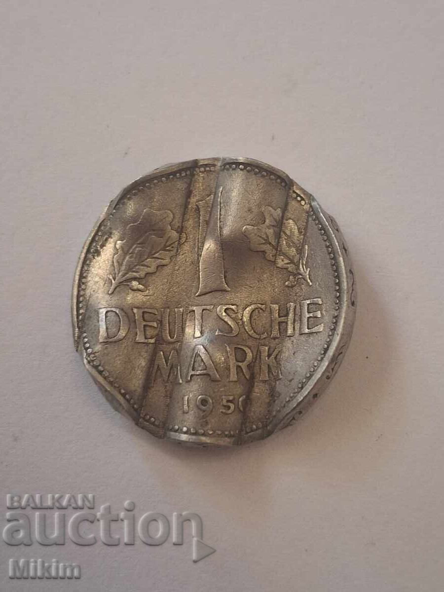 Νόμισμα 1 μάρκο 1950, Γερμανία, κατεστραμμένο από το νομισματοκοπείο