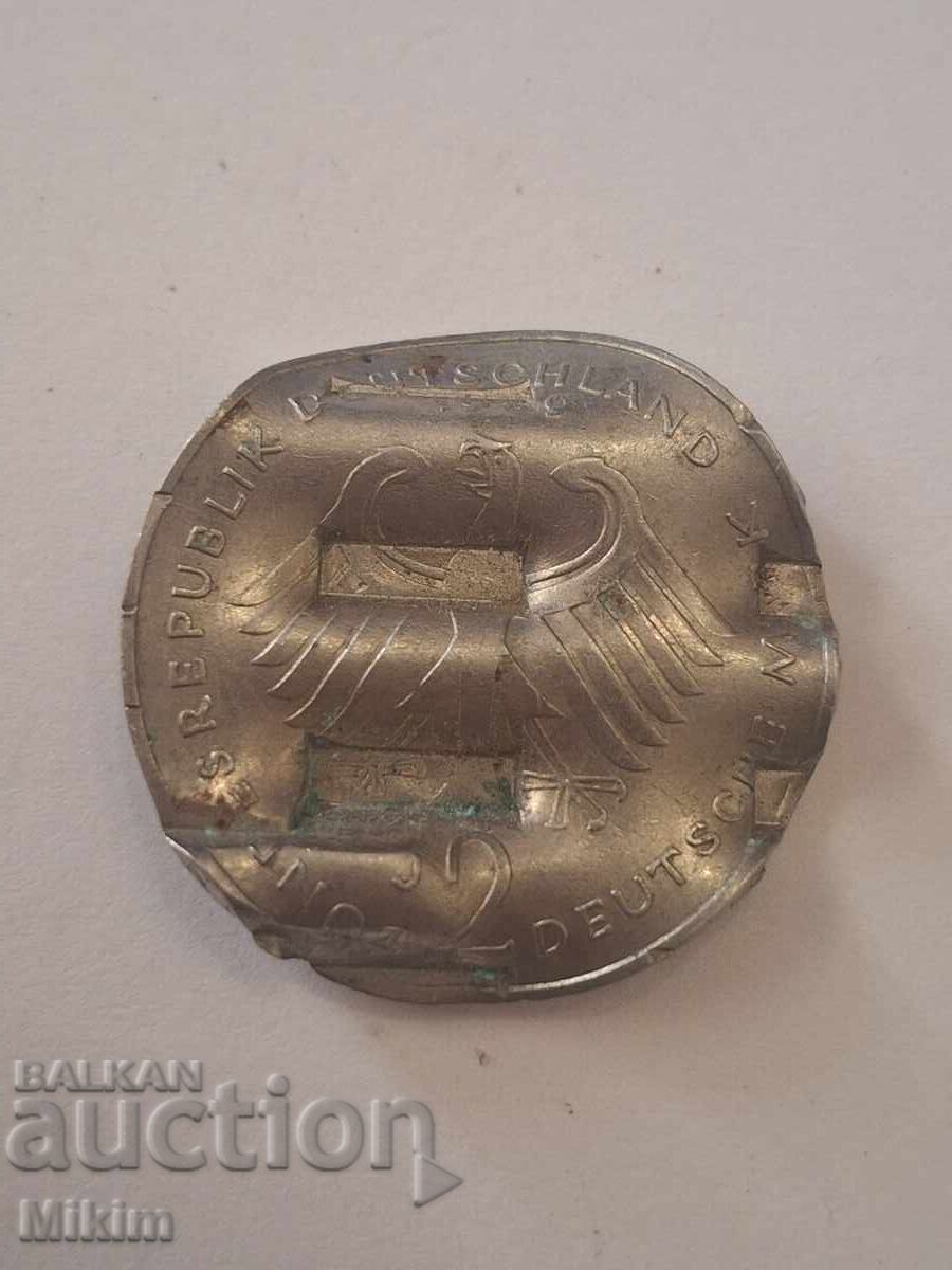 Monedă 2 mărci 1989, Germania, distrusă de monetărie