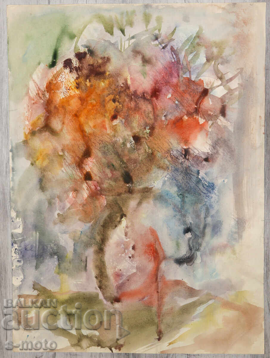 Pictură acuarelă natură moartă cu flori cu preț € 100.00 | 195.58 BGN