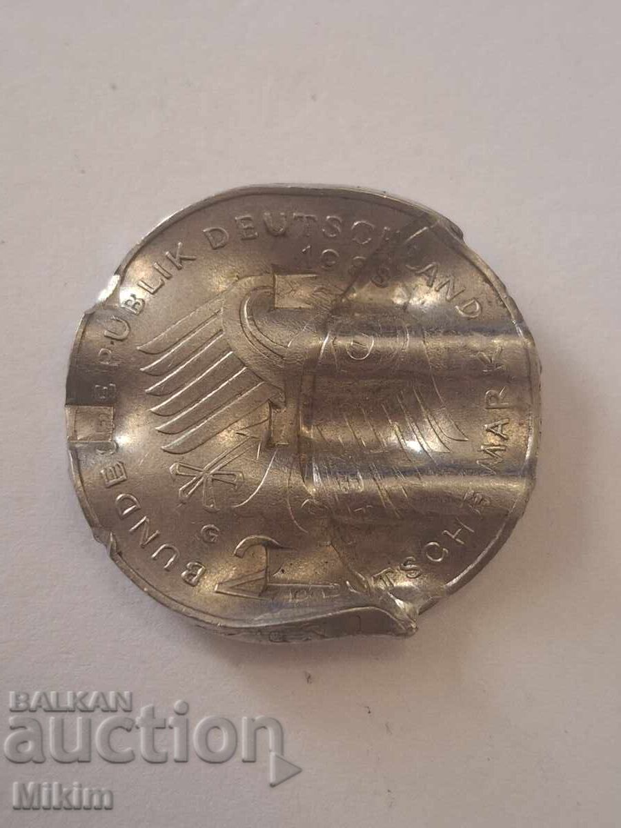 Monedă 2 mărci 1988, Germania, distrusă de monetărie