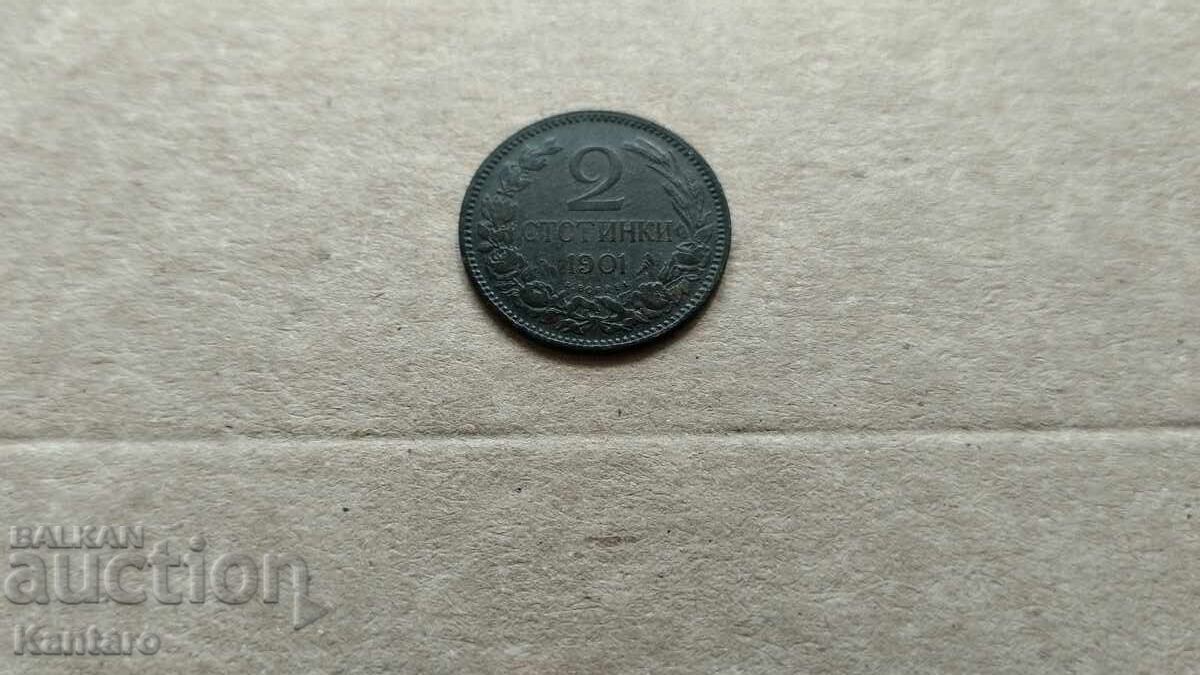 Монета - БЪЛГАРИЯ - 2 стотинки - 1901 г. с цена € 5.00 | 9.78 лв.