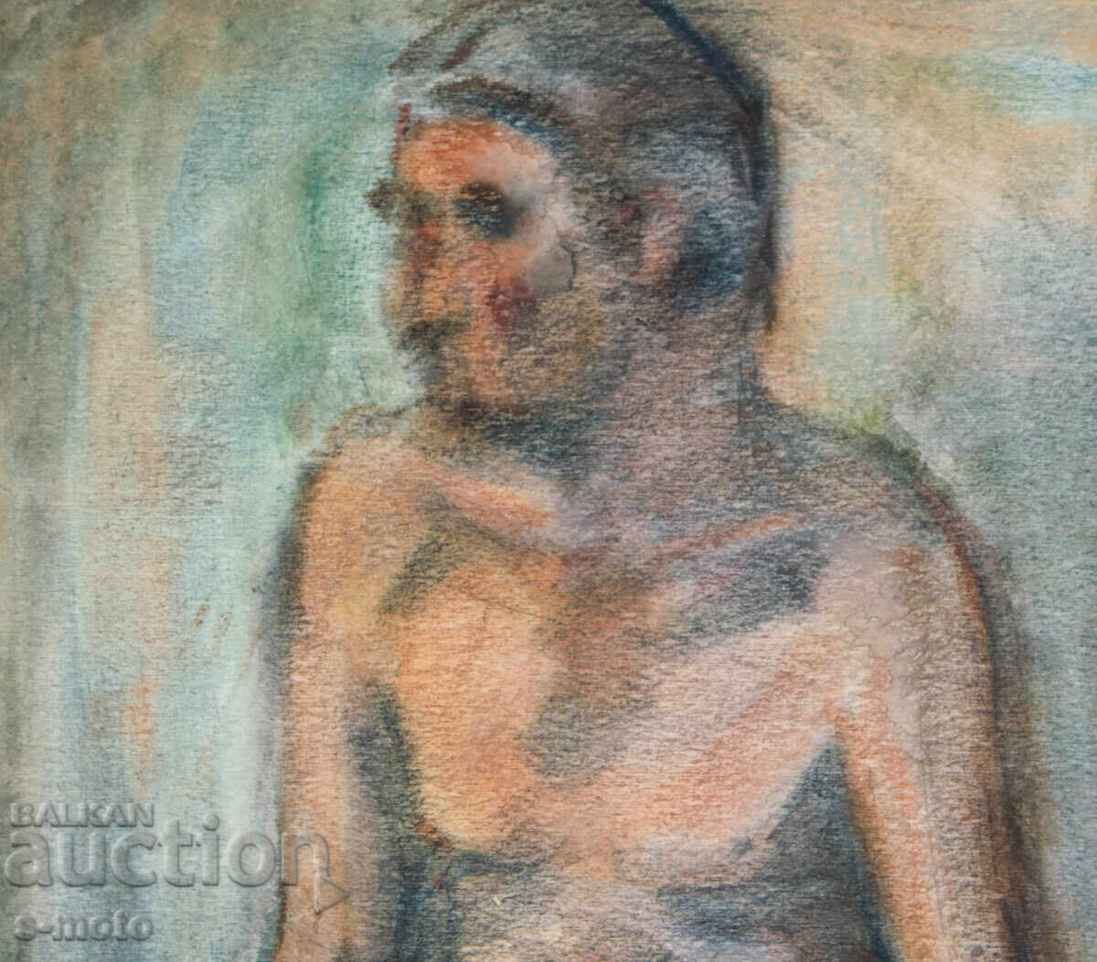 Δημοπρασία Πίνακας ακουαρέλα πορτρέτο γυμνό σώμα