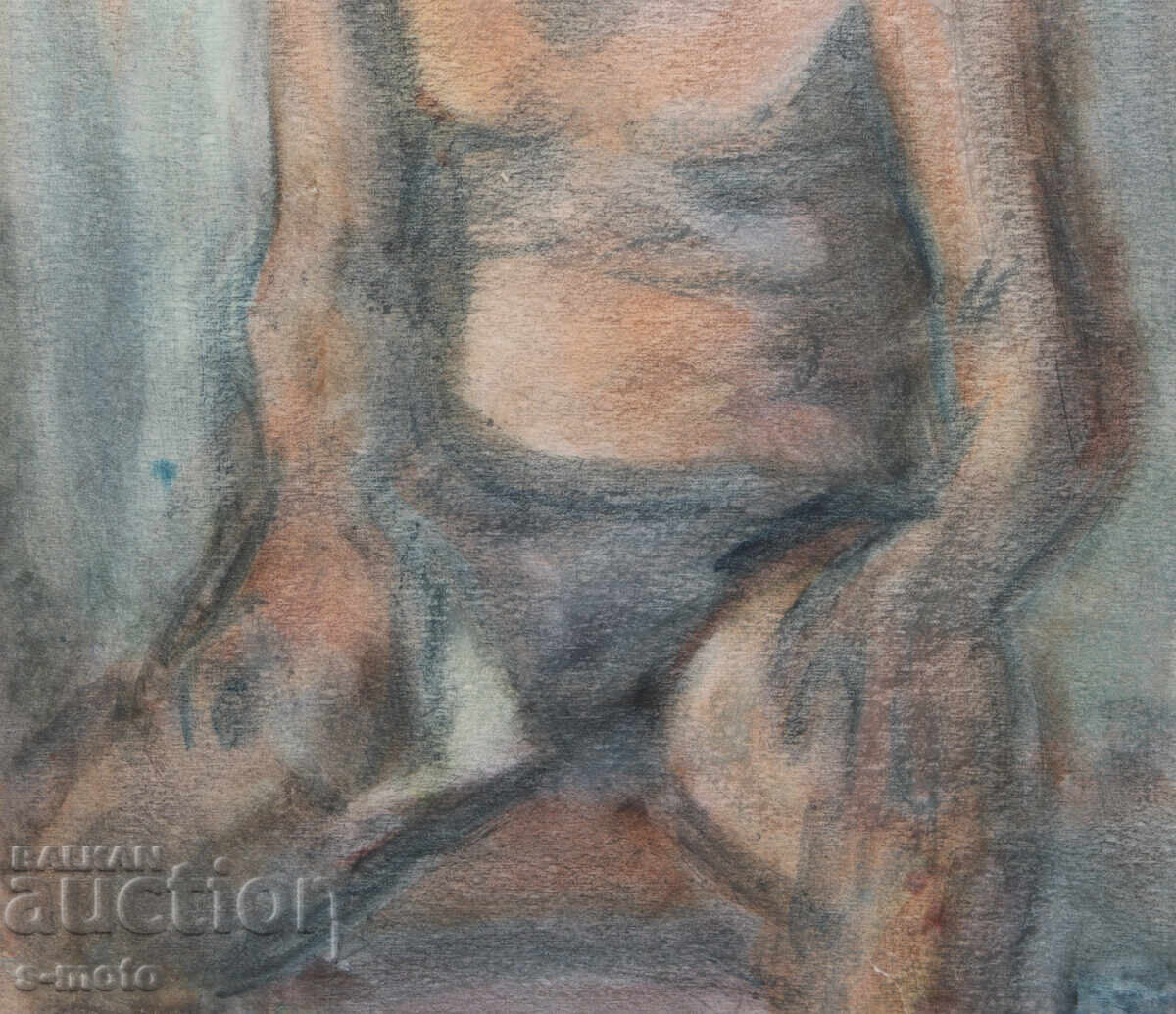 Παράδοση Πίνακας ακουαρέλα πορτρέτο γυμνό σώμα