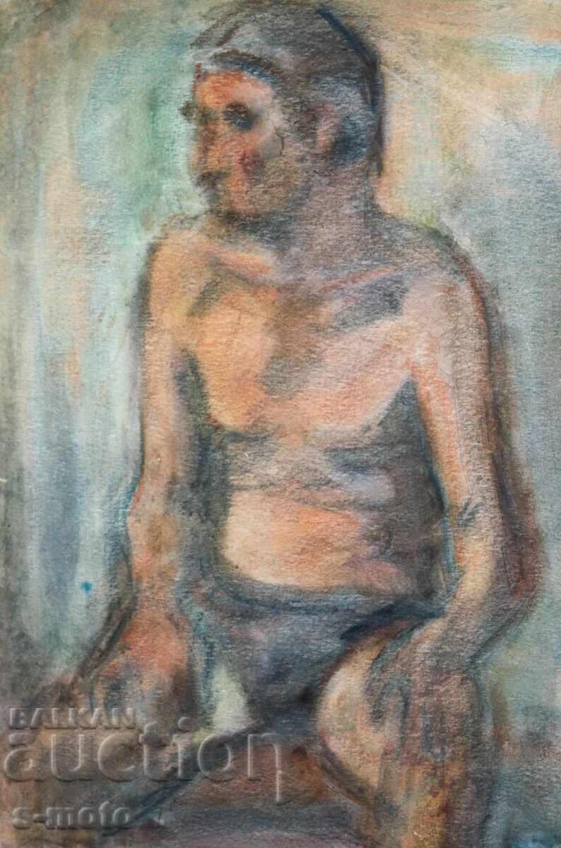 Πίνακας ακουαρέλα πορτρέτο γυμνό σώμα