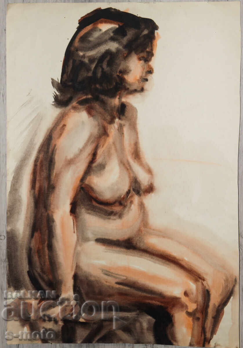 Πίνακας ακουαρέλα πορτρέτο γυμνό σώμα με τιμή € 90.00 | 176.03 BGN