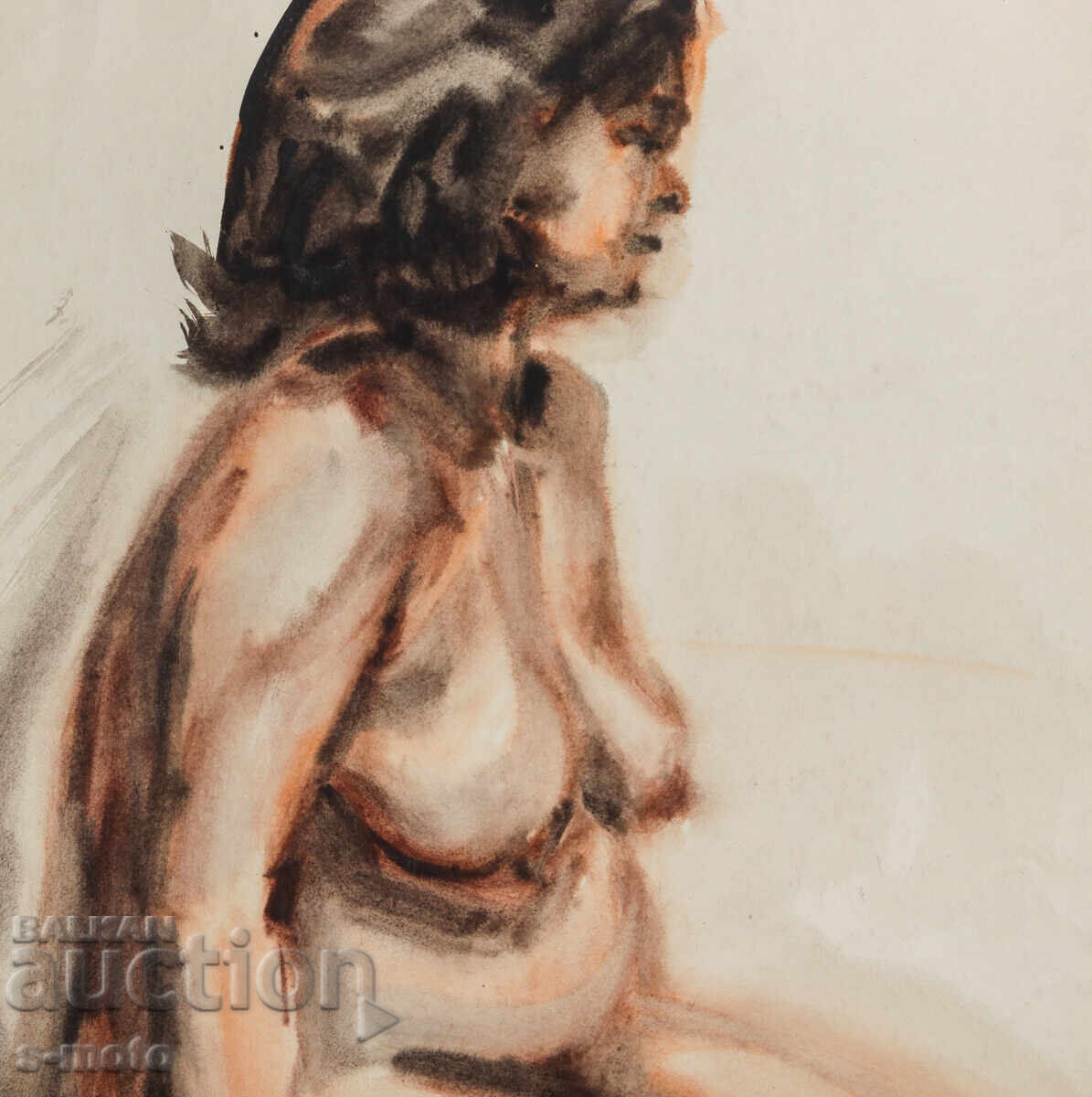 Παράδοση Πίνακας ακουαρέλα πορτρέτο γυμνό σώμα