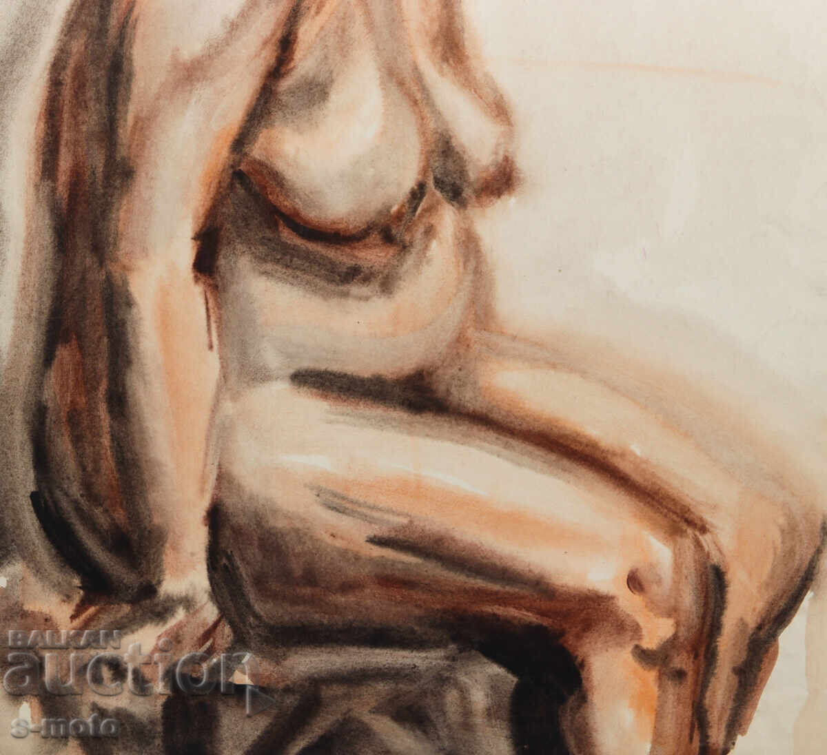 Πίνακας ακουαρέλα πορτρέτο γυμνό σώμα - 5