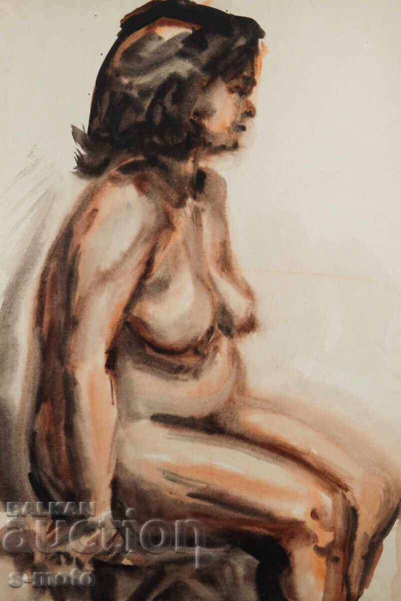 Πίνακας ακουαρέλα πορτρέτο γυμνό σώμα