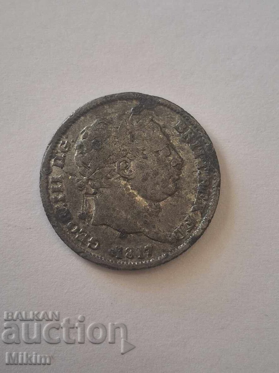 Rare silver coin - silver shilling 1817