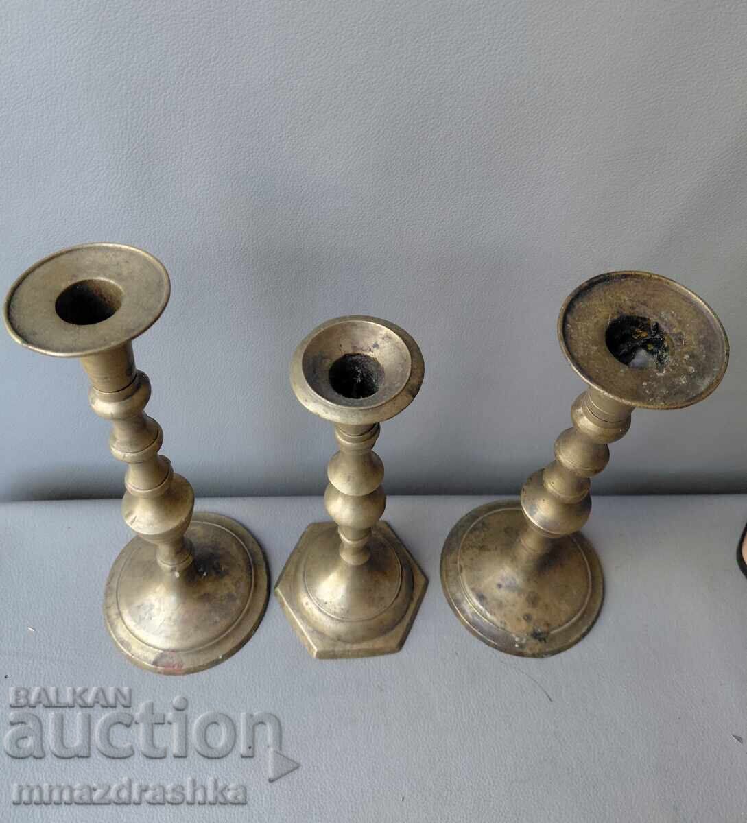 3 bronze candle holders with price € 4.50 | 8.80 BGN