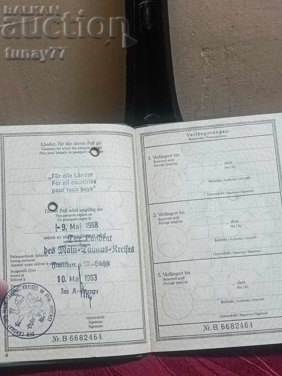 Παράδοση Γερμανία / Vintage έγγραφο/διαβατήριο ταξιδιού της δεκαετίας του '50