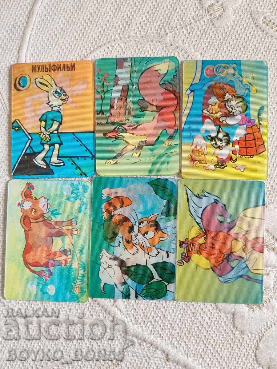 Συλλογή έξι ρωσικά ημερολόγια τσέπης 3D με κινούμενα σχέδια ΕΣΣΔ δεκαετίας του 1970