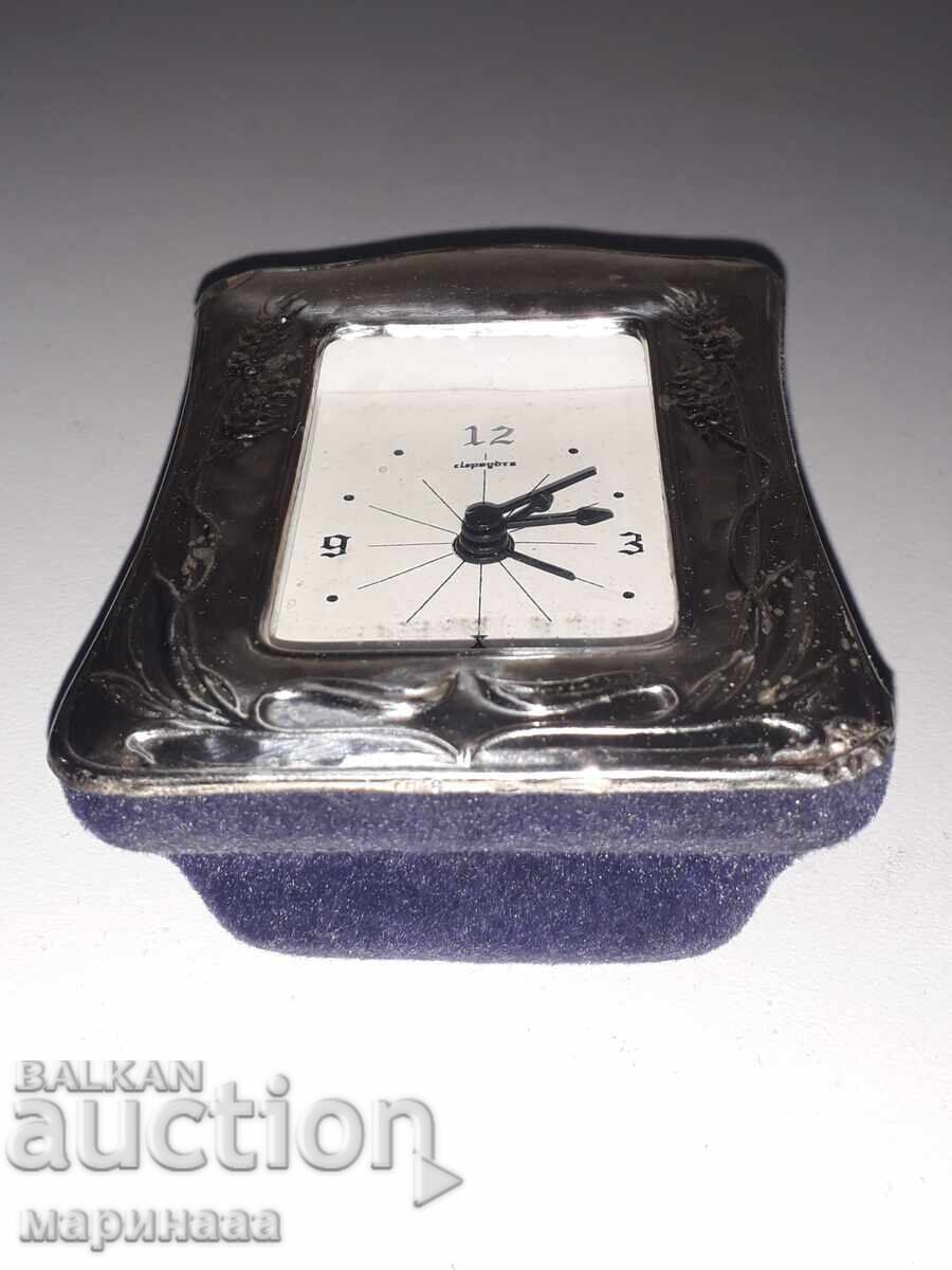 Auction  OLD CLOCK WITH SILVER FRAME