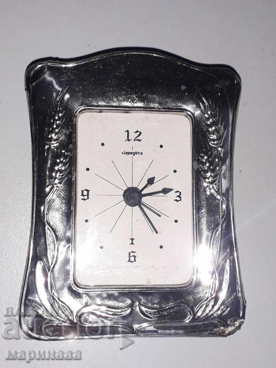 OLD CLOCK WITH SILVER FRAME