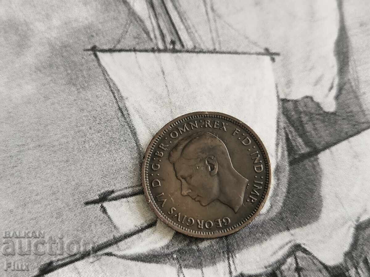 Monedă - Marea Britanie - 1/2 (jumătate) penny | 1941 cu preț € 2.35 | 4.60 BGN