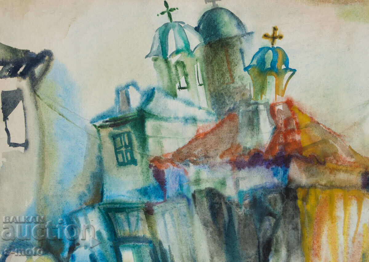 Παράδοση Πίνακας ακουαρέλας αγροτικό τοπίο