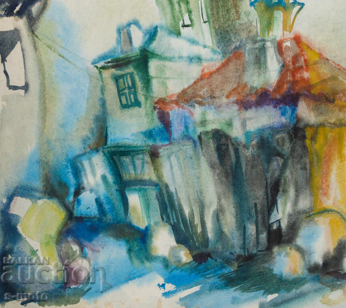 Πίνακας ακουαρέλας αγροτικό τοπίο - 5