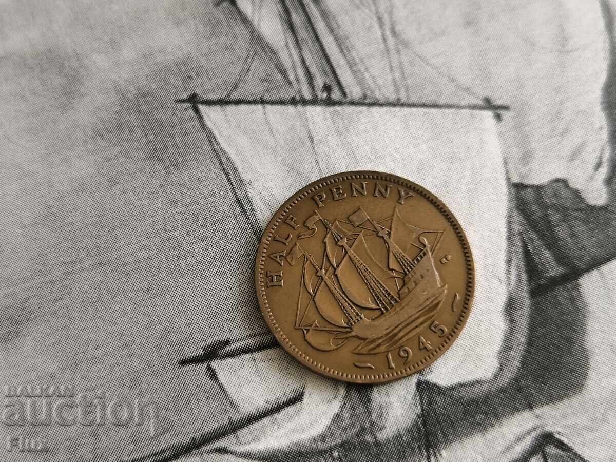 Νόμισμα - Μεγάλη Βρετανία - 1/2 (μισή) πένα | 1945
