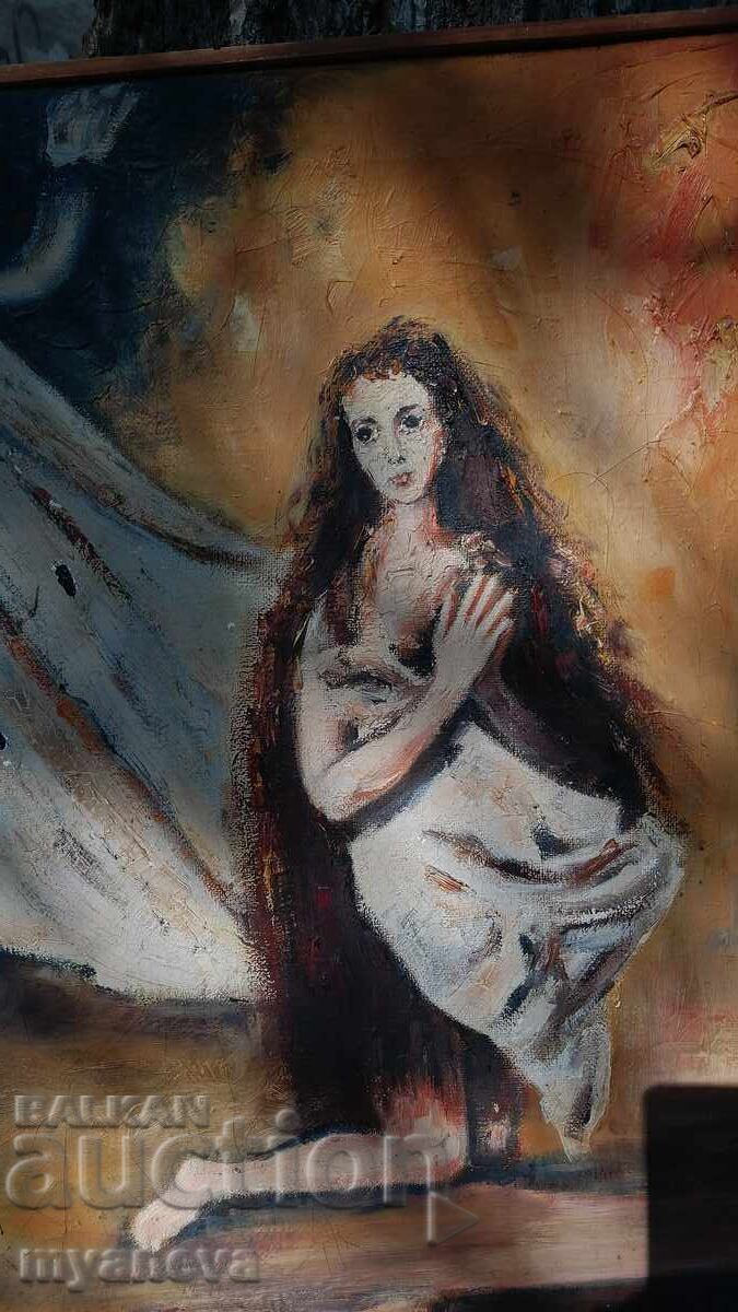 Δημοπρασία Παλαιός πίνακας με ελαιογραφία σε καμβά, "Όραμα"