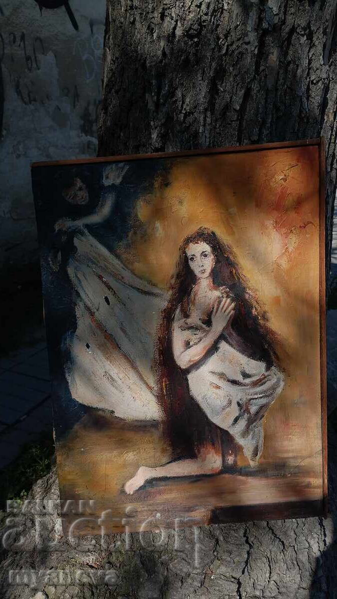 Παλαιός πίνακας με ελαιογραφία σε καμβά, "Όραμα" - 6