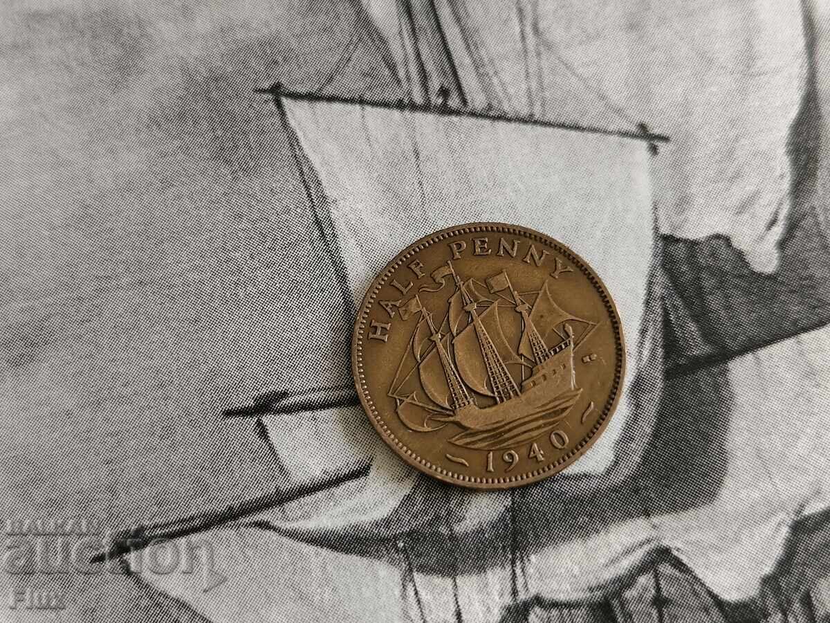 Νόμισμα - Μεγάλη Βρετανία - 1/2 (μισή) πένα | 1940