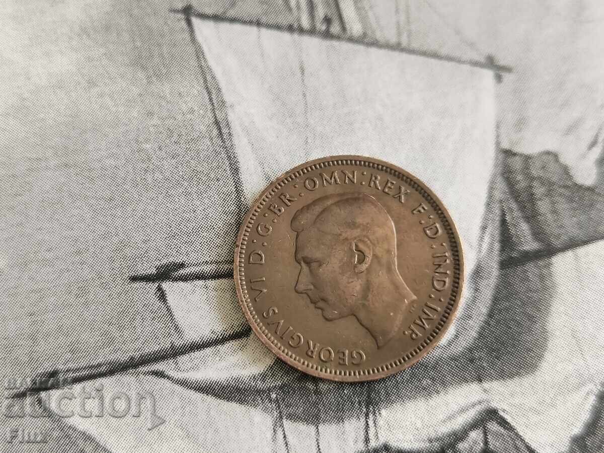 Монета - Великобритания - 1/2 (половин) пени | 1942г. с цена € 2.35 | 4.60 лв.