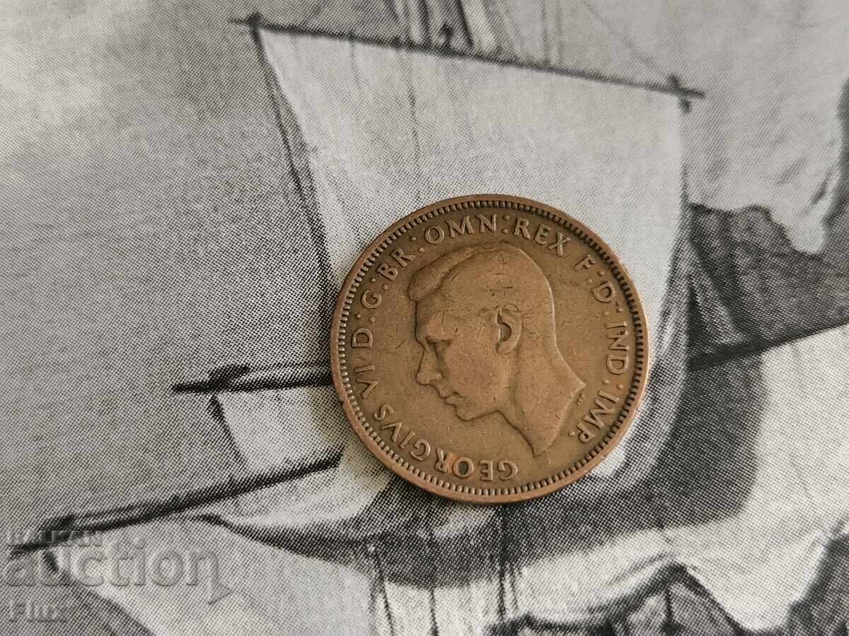 Монета - Великобритания - 1/2 (половин) пени | 1943г. с цена € 2.35 | 4.60 лв.