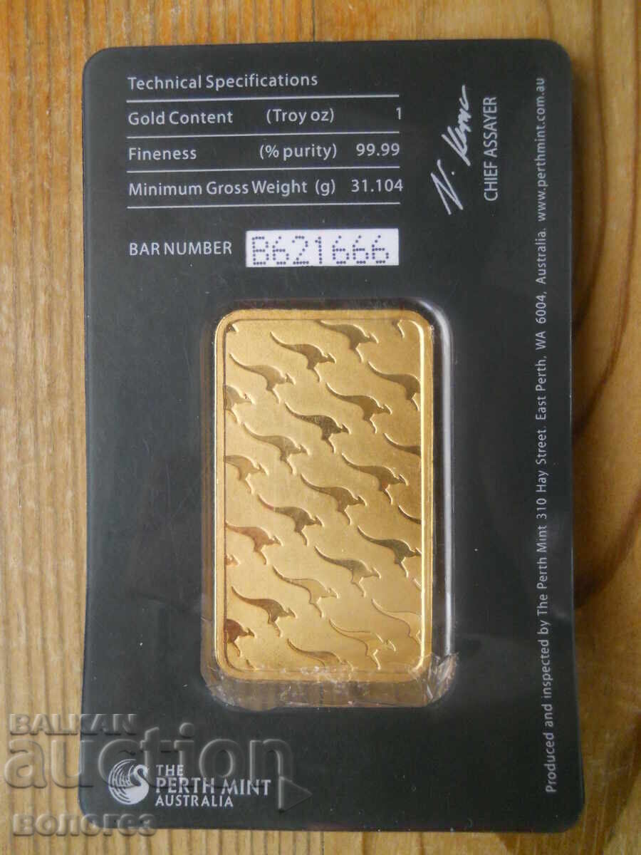 Frumoasă lingou Perth Mint cu miez placat cu aur de 24 de karate cu preț € 48.50 | 94.86 BGN