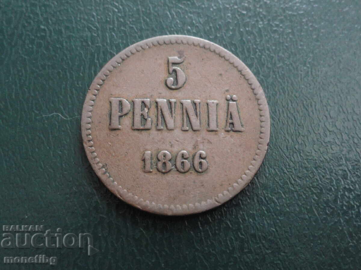 Russia (for Finland) 1866 - 5 pennia - 5