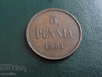 Русия (за Финландия) 1901г. - 5 пениа