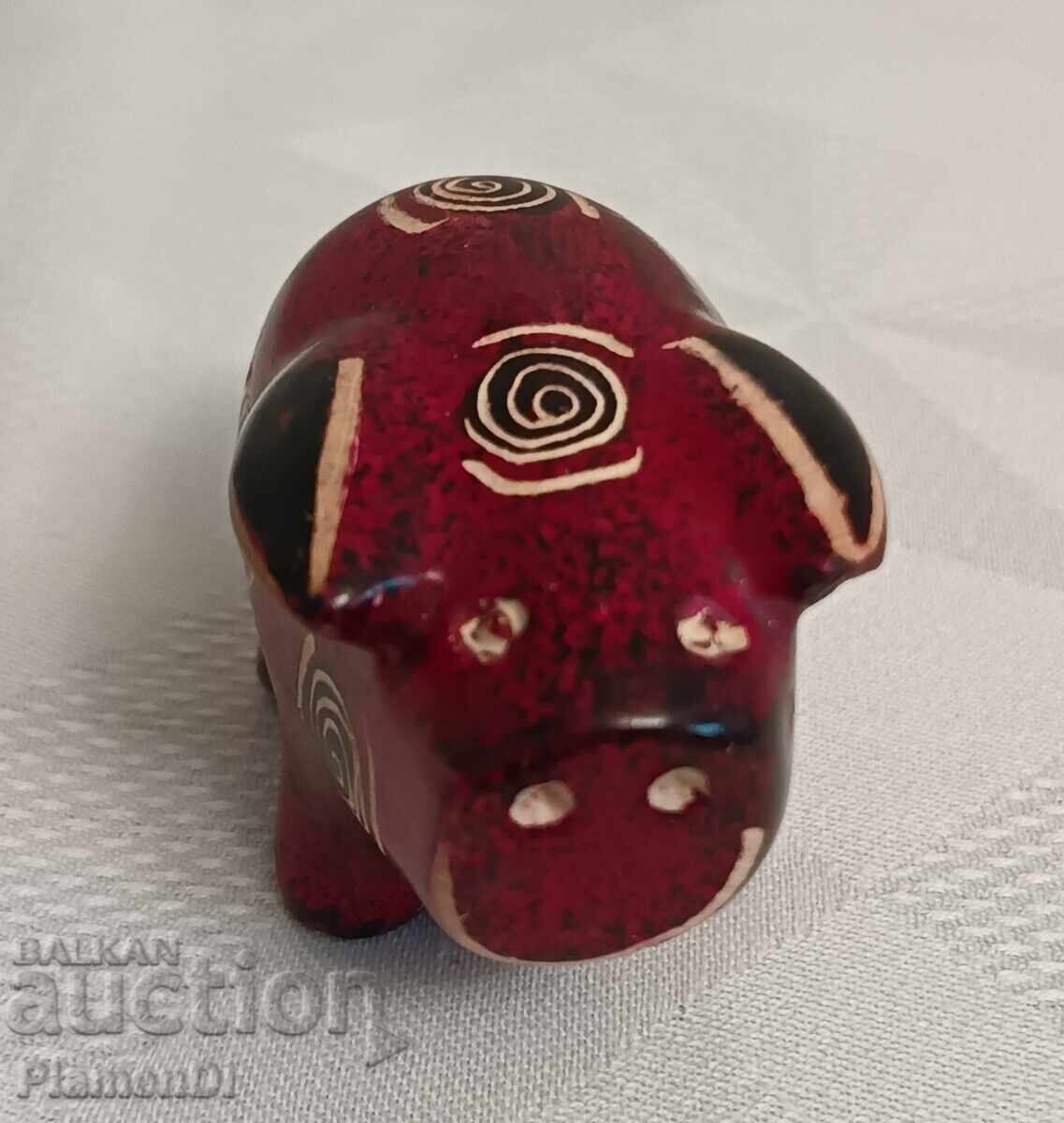 Authentic "Piggy" figurine made of African soapstone - 7