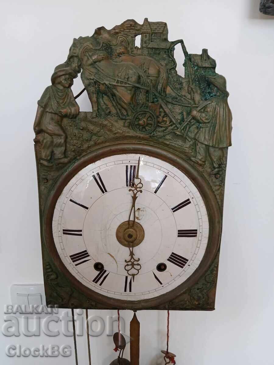 Δημοπρασία Αντίκα γαλλικό ρολόι τοίχου Comtoise