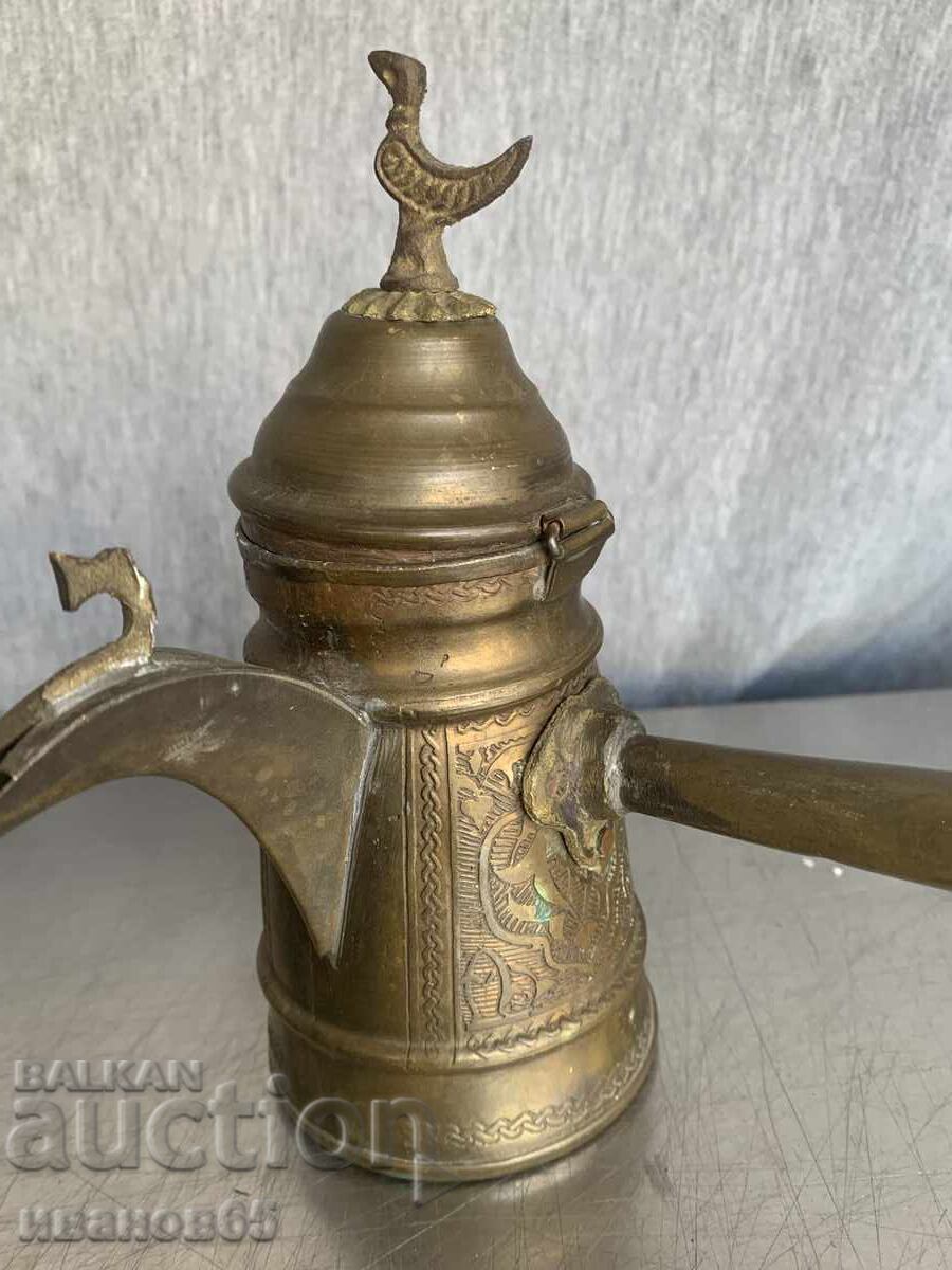 Auction  Old copper and brass coffee pot (cezve)