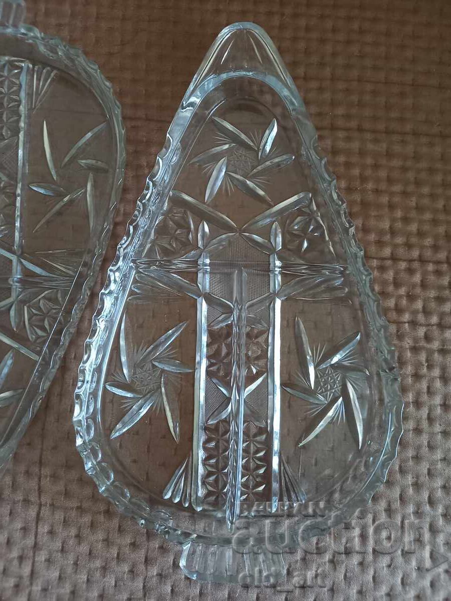 Crystal - Hors d'oeuvre platter, 2 pieces - 5