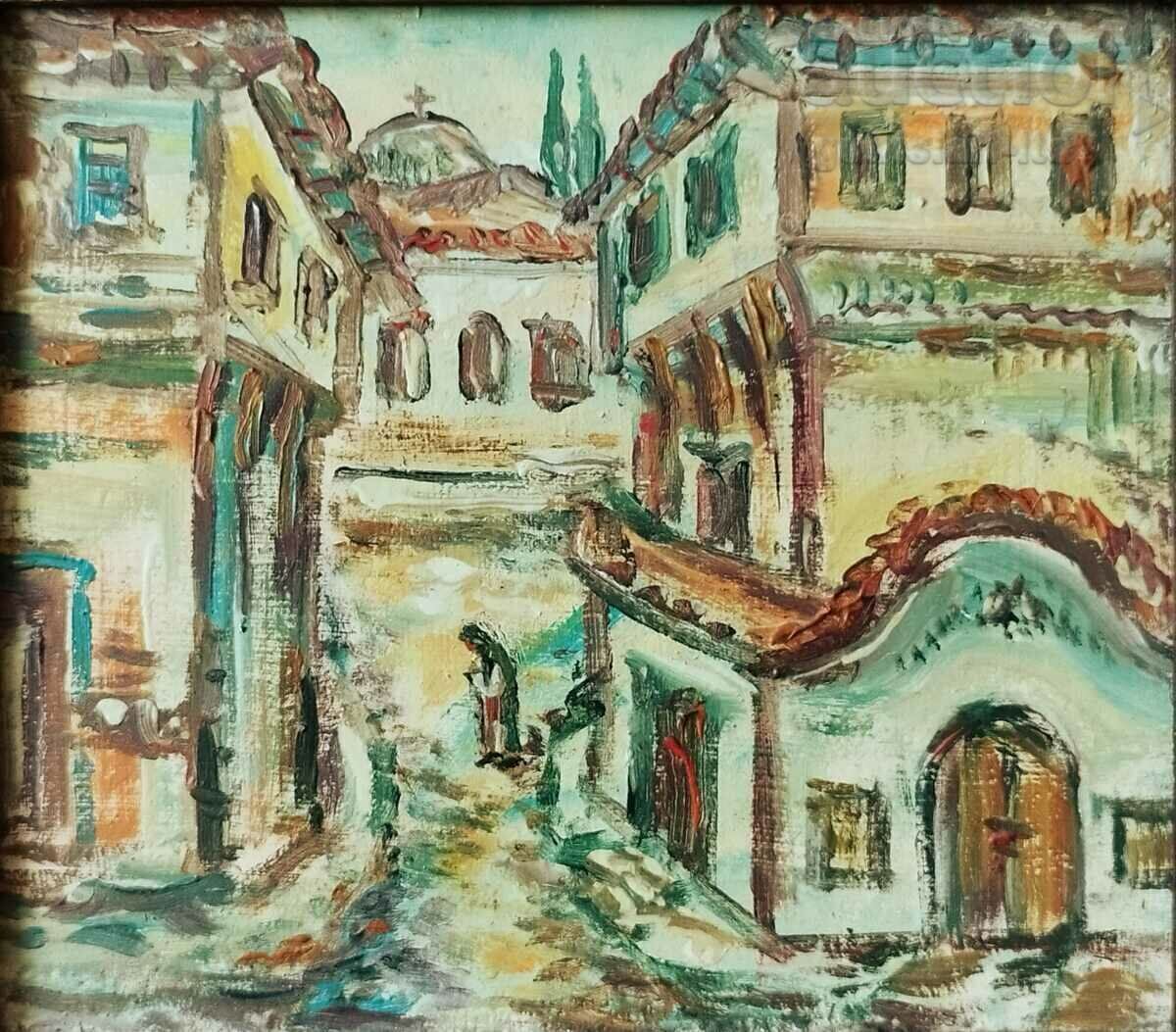 Pictura, „Vedere din Plovdiv”, art. M. Mihailov, 1986 cu preț € 85.00 | 166.25 BGN