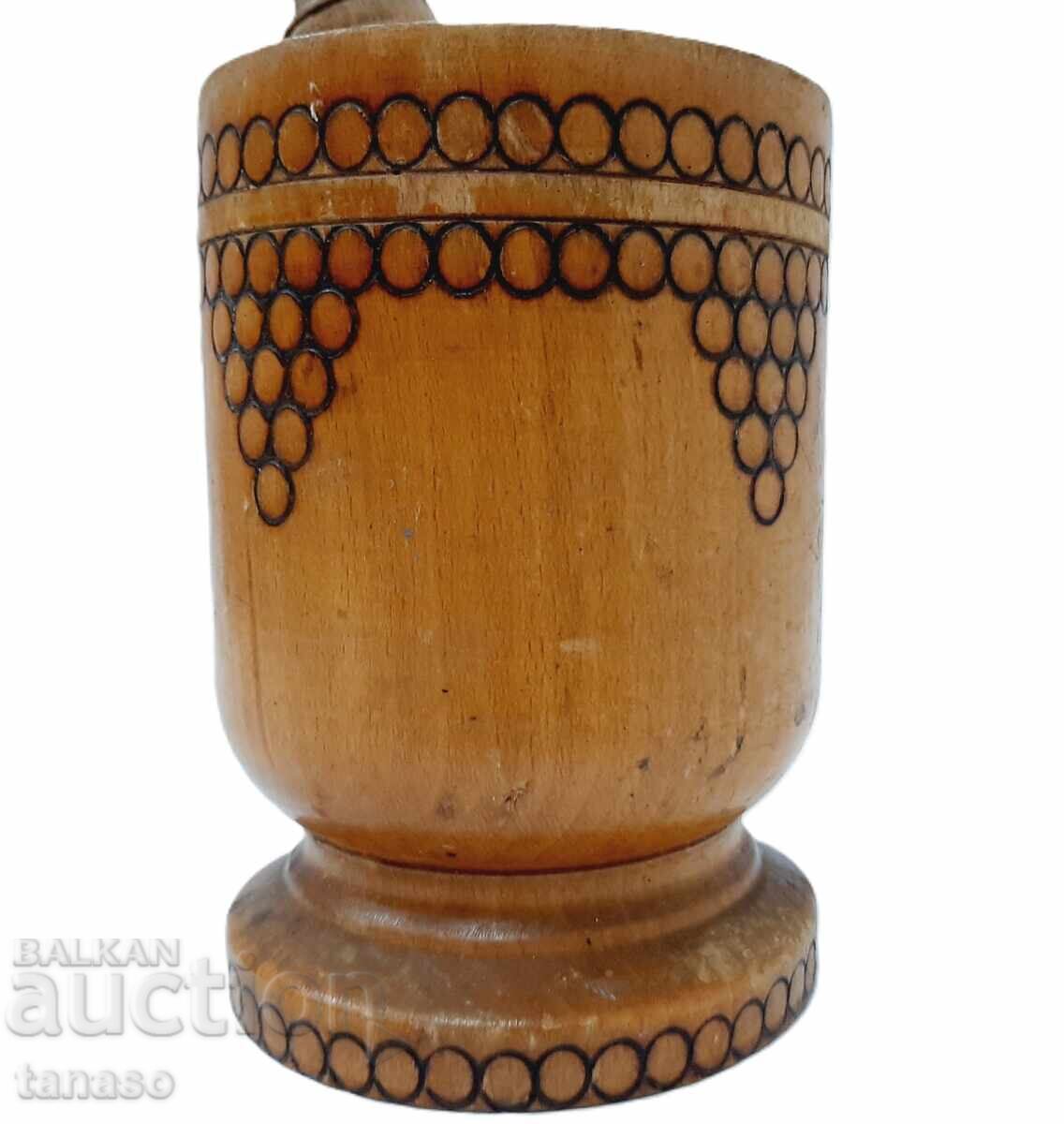 Livrarea Vechi mojar din lemn pirogravat (5.4)