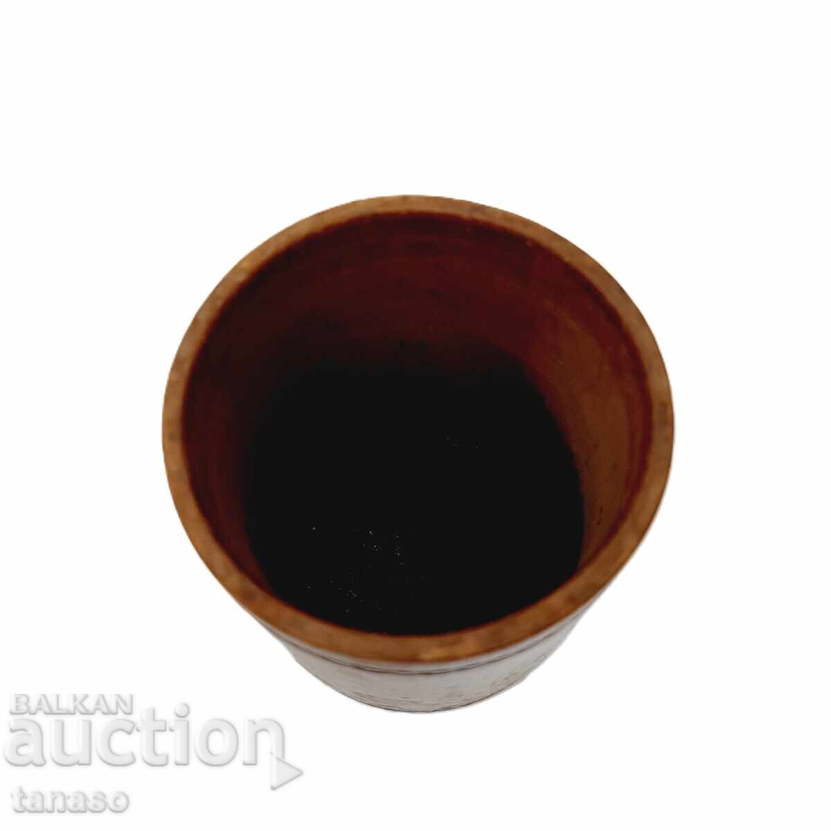 Παλαιό πυρογραφημένο και ζωγραφισμένο ξύλινο κύπελλο (5.4) - 5