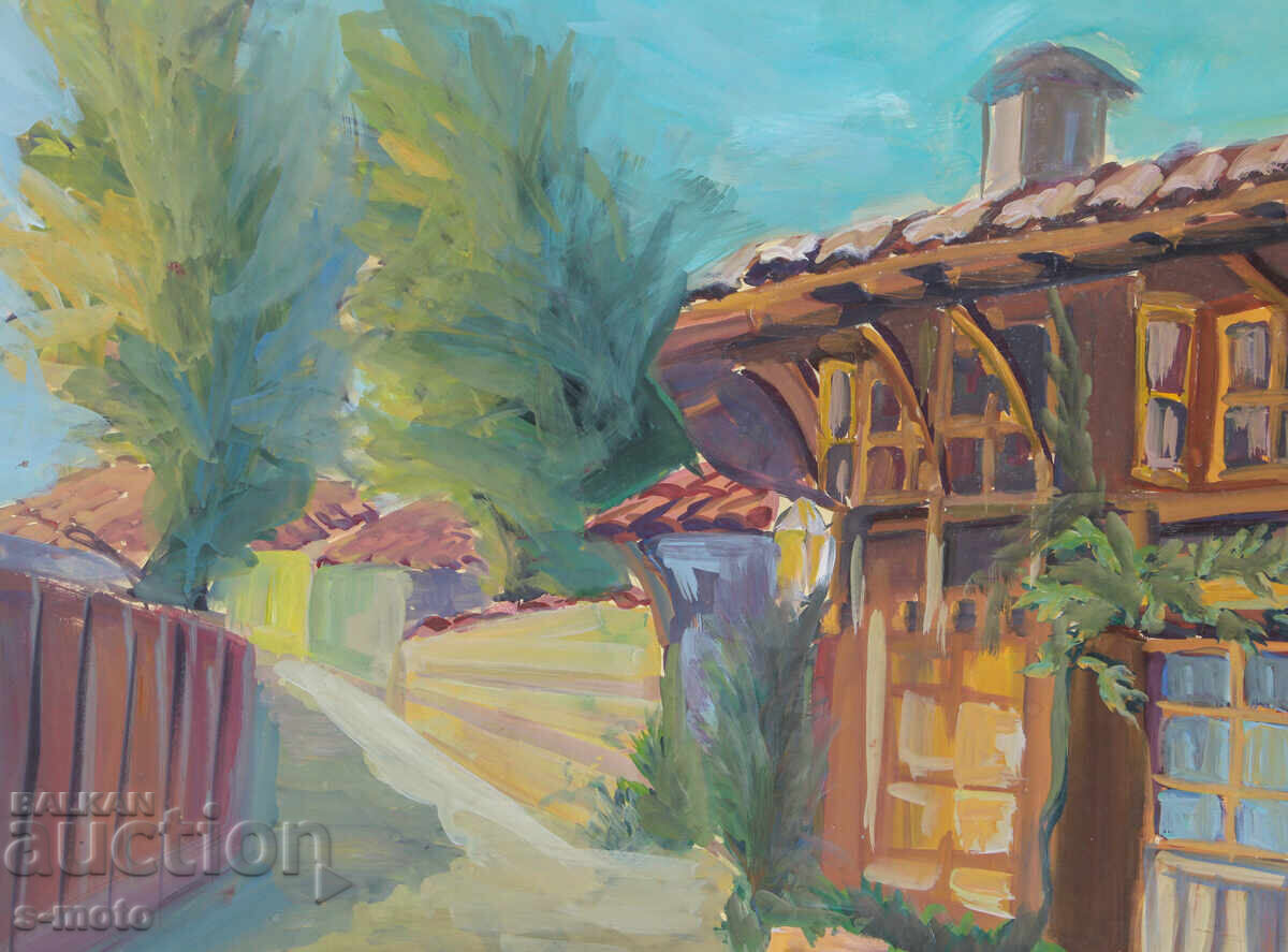 Παράδοση Πίνακας με τέμπερες αγροτικό τοπίο