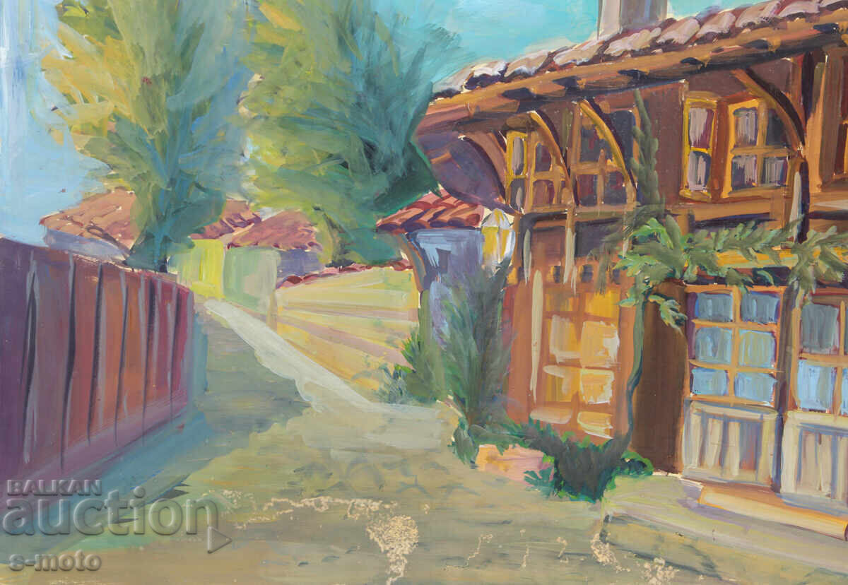 Πίνακας με τέμπερες αγροτικό τοπίο - 5