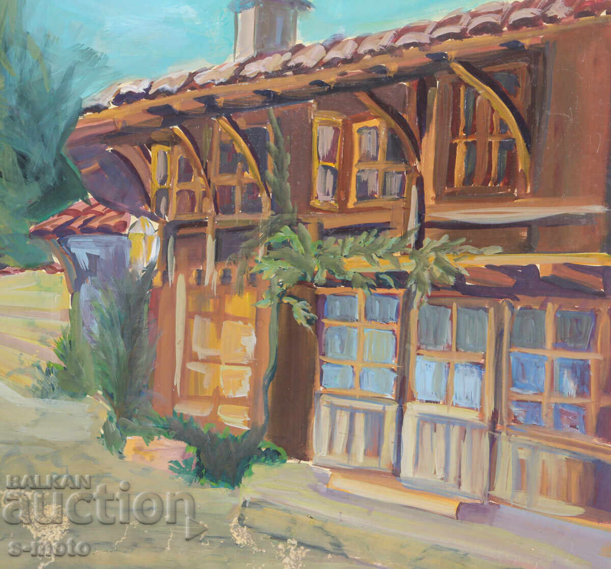 Πίνακας με τέμπερες αγροτικό τοπίο - 6