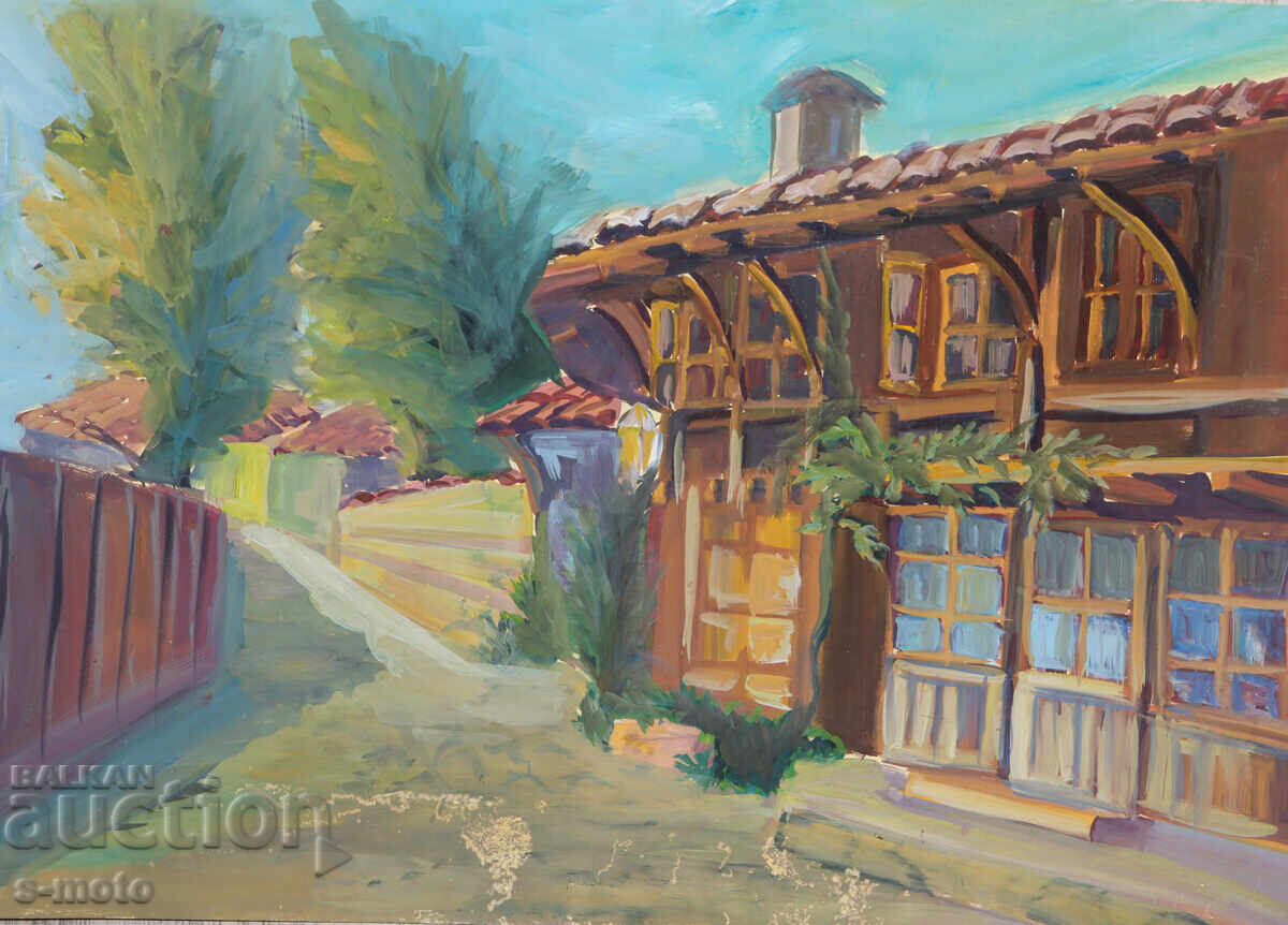 Πίνακας με τέμπερες αγροτικό τοπίο