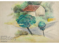 Tablou vechi pastel peisaj