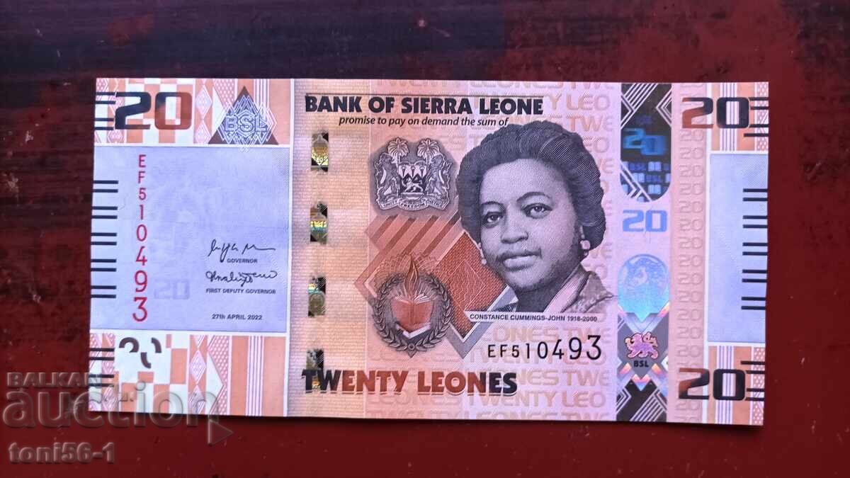Sierra Leone 20 leones 2022 UNC