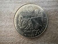 Franța - 10 franci (1985) - 100 de ani de la moartea lui Victor Hugo