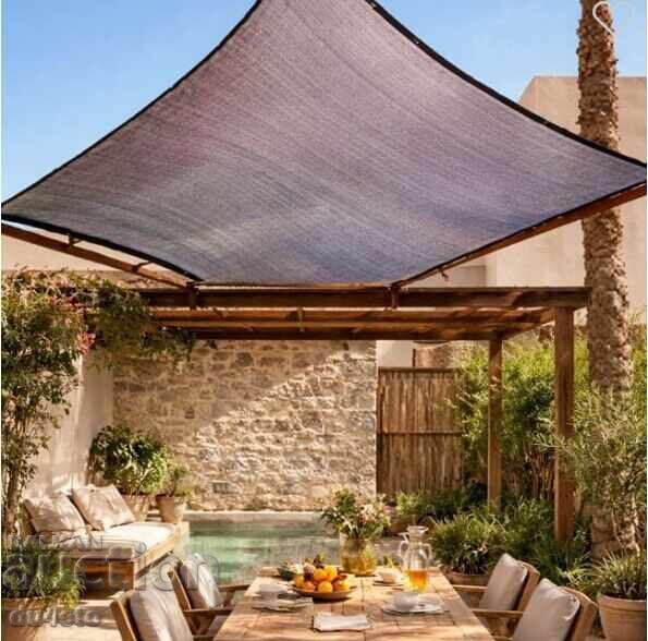 Copertină tip plasă 2x3m maro – protecție UV, umbră densă, dublă