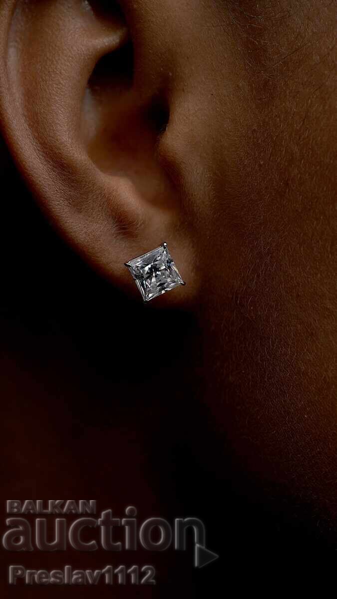 Moissanite Earrings Princess 1.2ct